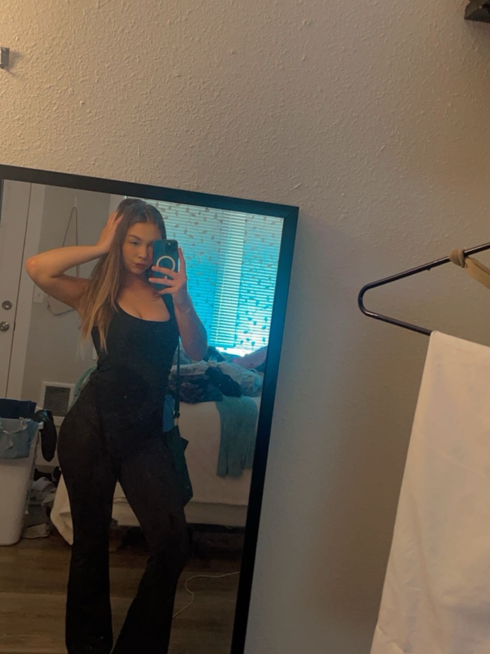 Black Boot-Cut Jumpsuit with Scoop Neck